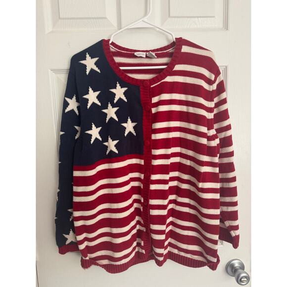 Cherokee Woman American Flag Knit Sweater Cardigan Sz: 0x 14/16w - Picture 1 of 3